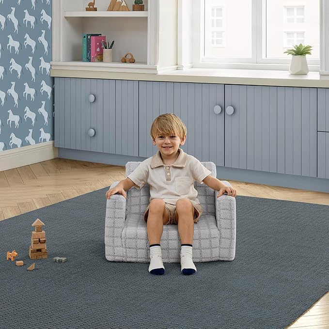 Delta Children Checkered Cozee Flip-Out Chair Grey