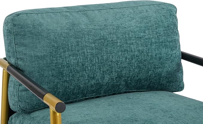 Christopher Knight Home Varsts 27.56 Accent Armchair with Plush Cushions Modern Seating Club Chair Minimalist Metal Frame and Wooden Armrest Design for Cozy Living Room Bedroom Office Teal Blue