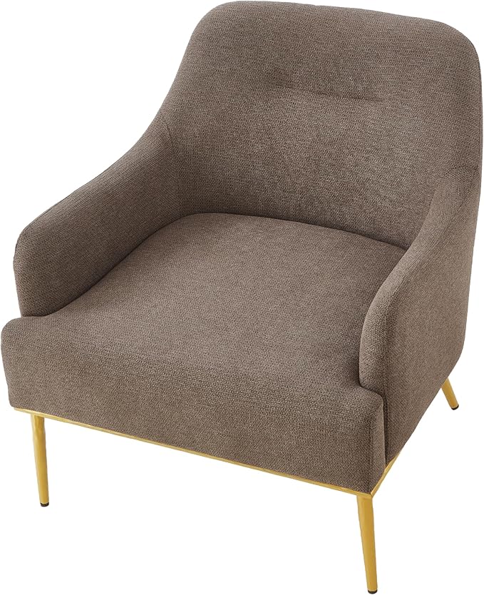 Christopher Knight Home Justin Modern Accent Chair with Metal Legs Chenille Upholstered Lounge Chair Indoor Curved Backrest Armchair Soft Cushion Seating for Living Room Reading Home Brown