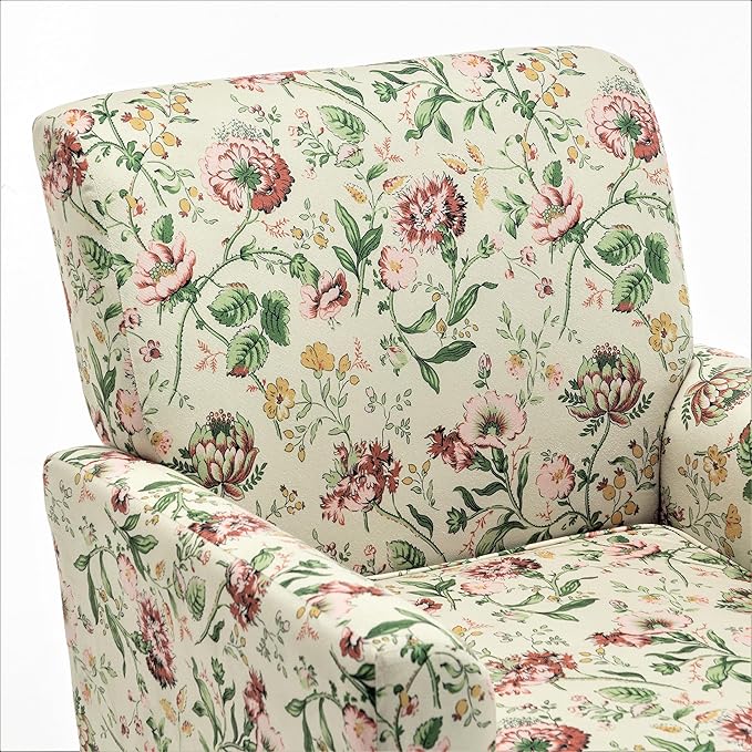Contemporary Accent Arm Chair with Birch Wood Frame and Velvet Upholstery Armchair for Office and Living Room Decor Removable Cushions 04 Printed Fabric