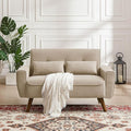 48.8 Small Loveseat Sofa Mid Century Modern Love Seat Couch with Back Cushions and Plastic Legs 2 Seater Couches for Living Room Bedroom Small Spaces Beige