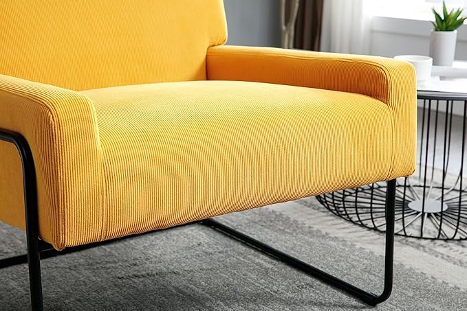 Accent Chair - Modern Industrial Slant Armchair with Metal Frame - Premium High Density Soft Single Chair for Living Room Bedroom