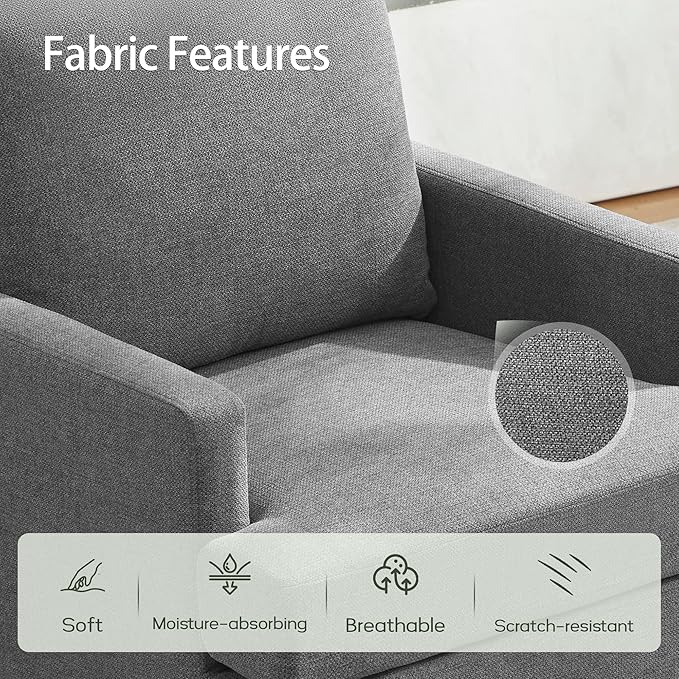 VKNOW Mid-Century Accent Chair No Tools Assembly Required Modern Upholstered Polyester Armchair for Living RoomComfy Reading Accent Chairs with Wood Legs for Bedroom Dark Grey