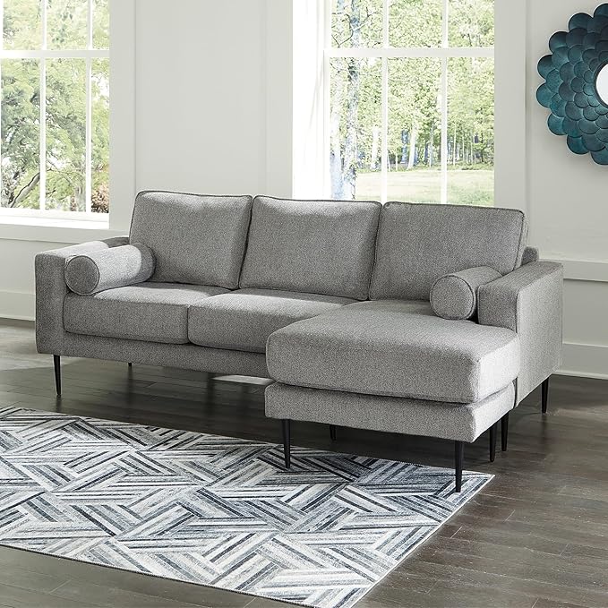 Signature Design by Ashley Hazela Contemporary Sectional Sofa Couch with Chaise Lounge Gray