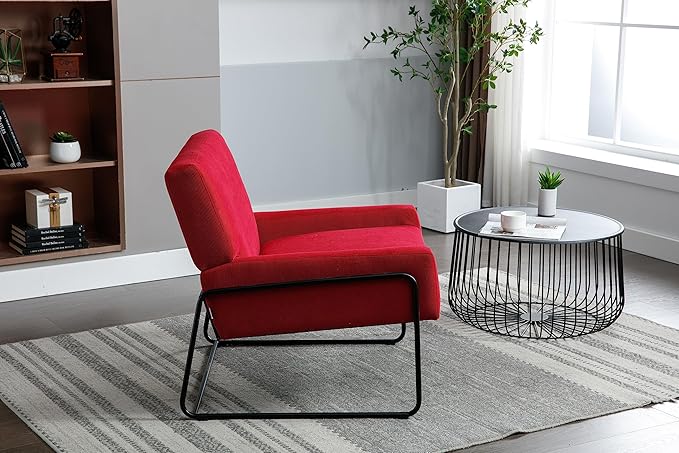 Accent Chair - Modern Industrial Slant Armchair with Metal Frame - Premium High Density Soft Single Chair for Living Room Bedroom