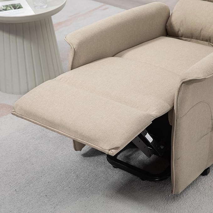 HOMCOM Power Lift Recliner Chair for Elderly Easy Assembly Fabric Lift Chair for Adults Recliner Sofa with Remote Control Side Pockets for Living Room Beige