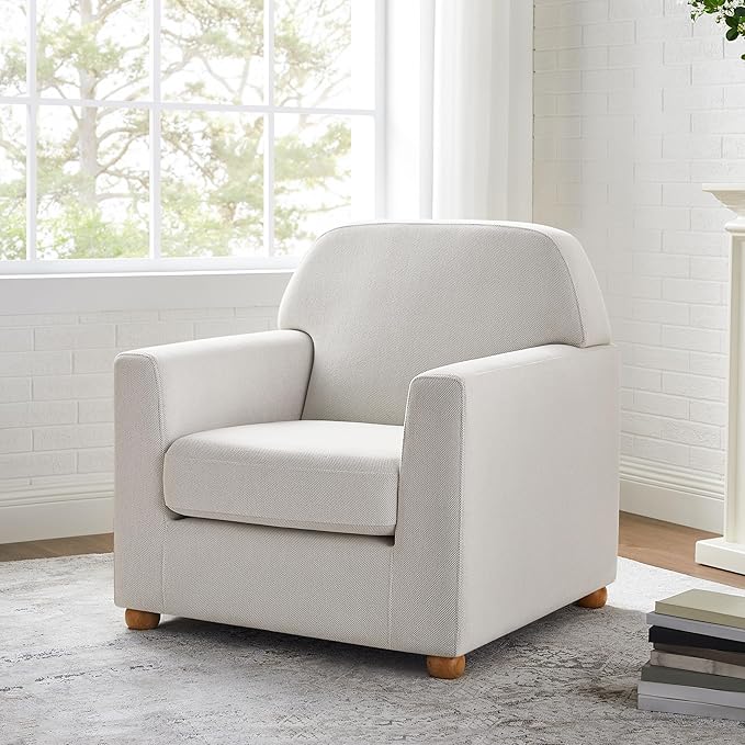 VANOMi Oversized Accent Chair Comfy Upholstered Living Room Arm Chair Thick-Cushioned Reading Chair Beige
