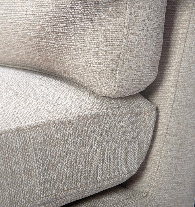 Tommy Hilfiger Russell AccentChair Medium-Soft Pillow Back Mid-Century Modern &amp Industrial Armchair Comfortable LoungeChair for Living Room Bedroom or Office Gray Square Metal Frame in Linen