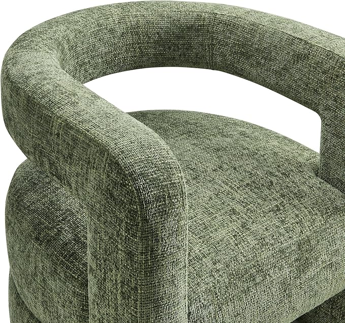 Modway Jaylin Chenille Accent Chair in Basil - Upholstered Comfy Club Chair - Modern Soft Barrel Chair - Round Leisure Accent Chair with Curved Back for Living Room Bedroom Home Office