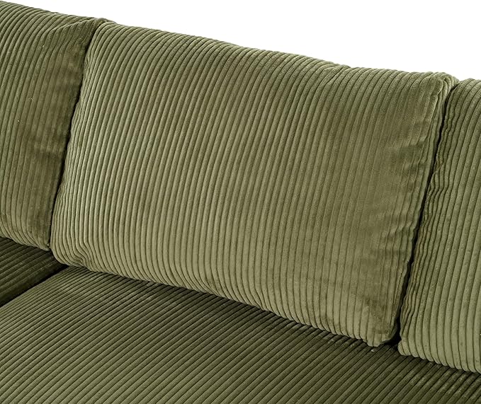 Mirod Large Sectional Sofa with Thick Cushions and Built-in Cup Holders &amp Charging Ports (Green@43)