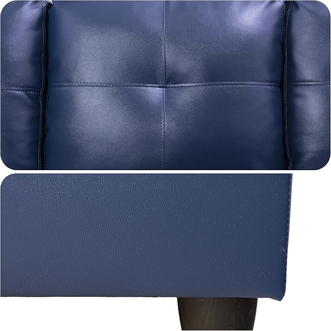 103.5 Inch Modern L-Shaped Couch Faux Leather Sectional Sofa with Chaise Lounge 4-Seater Couch with Accent Pillows for Living Room Apartment Blue