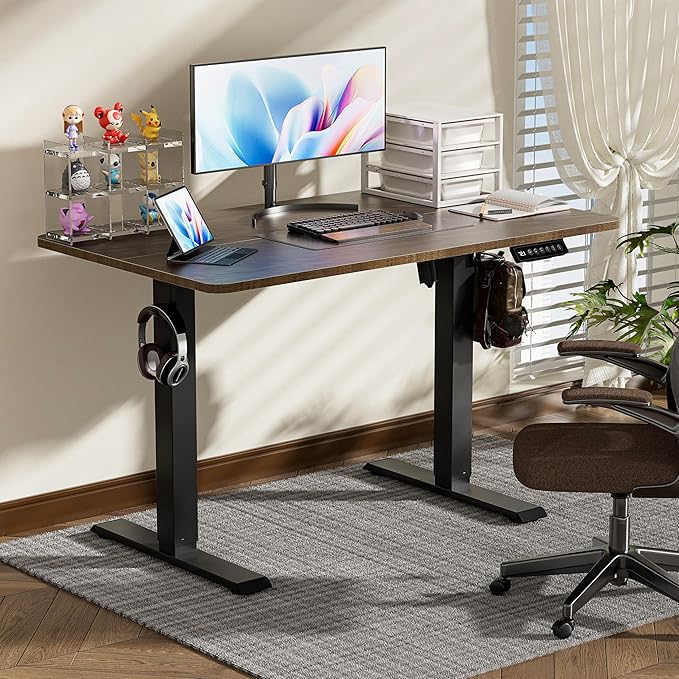 BIZUM 40x24 Inch Electric Standing Desk with Memory Presets Quiet Motor Height Adjustable Stand Up Desk for Home Office &amp Gaming Ergonomic Sit Stand WorkstationWalnut