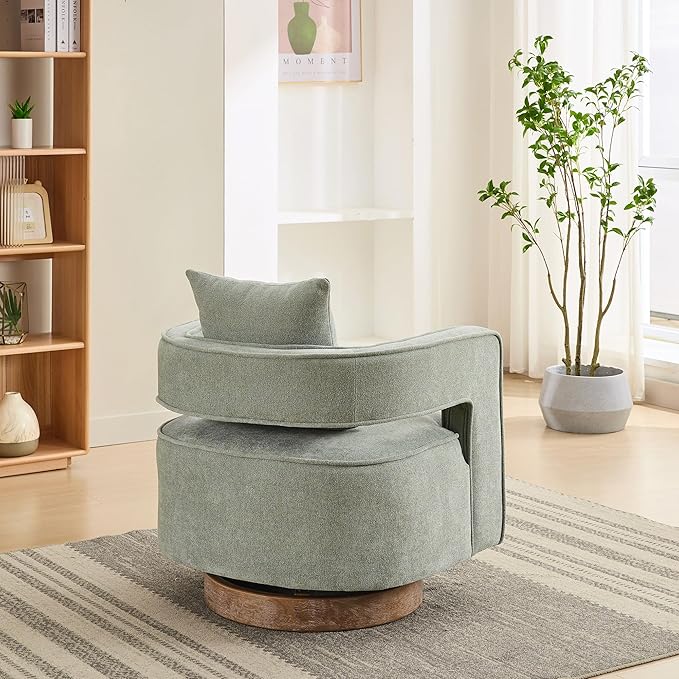 KEIKI Swivel Accent Chair Comfy Sofa Chair with Open Back Club Chair Leisure Arm Chair for Lounge for Nursery Bedroom Living Room Hotel Office Pale Green