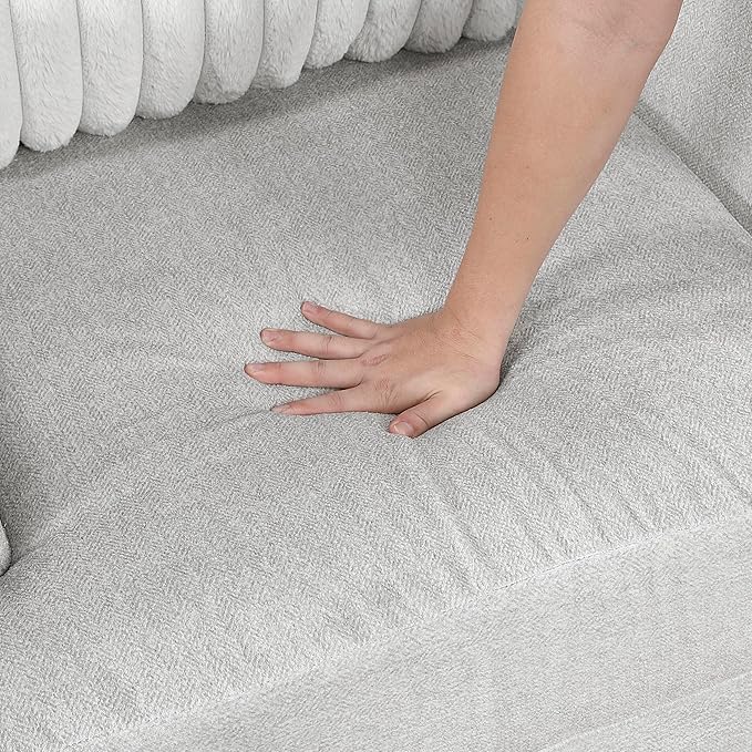 Lexicon Living Room Chair Modern Accent Chair Textured Microfiber Upholstered Armchair with Corduroy Fabric Back Pillow for Bedroom/Office/Waiting Room Light Gray