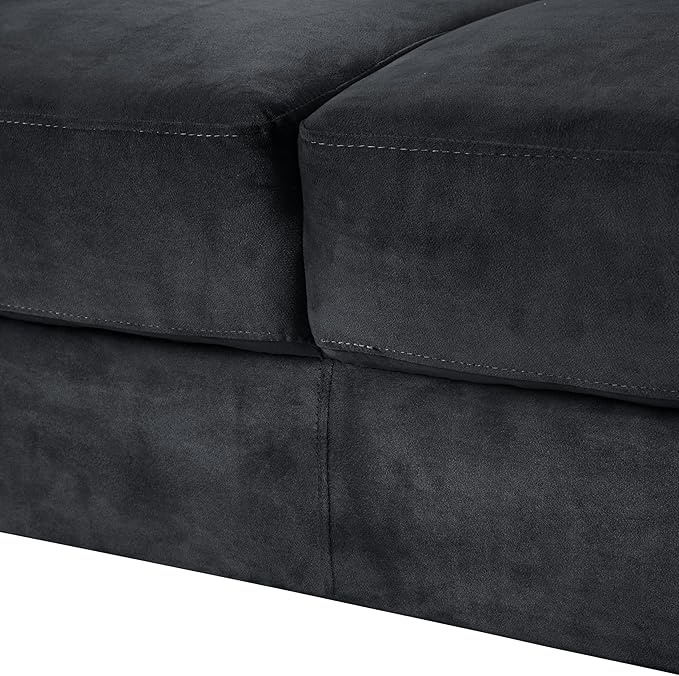 Velvet Upholstered Loveseat Living Room Mordern Couch 2-Seater Sofa with Tufted Back Cushion for ApartmentOffice Black