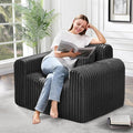 Hobestluk Single Sofa Foam Couch Sofa for Small Spaces Comfy Sofas with Removable Cover Furry Couch with Pillows for Living Room Bedroom Apartment Office (Black Standard)
