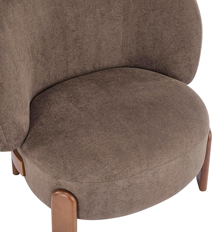 Christopher Knight Home Lily Solid Wood Wingback Accent Chair Fabric Upholstered Club Chair Curved Backrest Single Sofa Comfy Reading Lounge Chair for Living Room Soft Cushion Seating Dark Brown