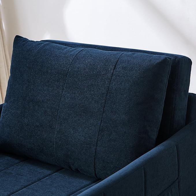 Ball &amp Cast Convertible Pull-Out Sleeper Sofa BedChenille Upholstered Pull Out Couch Chair3 in 1 Single Sofa Chair W/Storage Basket and Side PocketRecliner Chaise Lounge for Living RoomBlue31