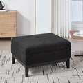Wood Base Accent Arm Chair with Ottoman and Bolster PillowsStorage Footstool with Reversible Lid Coffee Table for Living Room Office (33.86W Black Foot Stool+Black Base)
