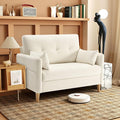 47 Small Sofa Couch Soft Chenille loveseat Mini Couch with Throw Pillow and Removable Cushion Cover for Small Spaces Bedroom Apartment Dorm Office Living Room(Beige)