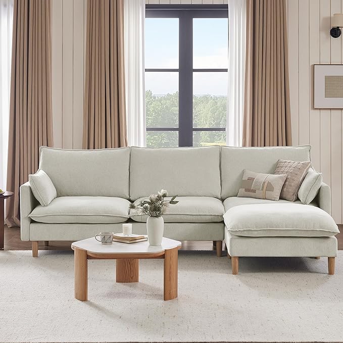 CHITA Modular Sectional Couch L-Shaped Oversized Cloud Couches for Living Room Mid Century Modern Sectional Sofa Comfy Chenille Sofas with Removable Cushions Light Gray