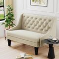 Tongli 50 Small Modern Loveseat Settee Sofa Linen Fabric 2-Seat Sofa Couch Tufted Love Seat Dining Bench with Back Upholstered Banquette Sofas for Living Room Bedroom Small Space Entryway
