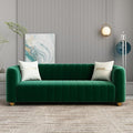 Modern Green Velvet Couch for Living Room 83.46 Curved Sofa with Gold Metal Sphere Legs 3 Seater Cute Couch (Velvet Green)