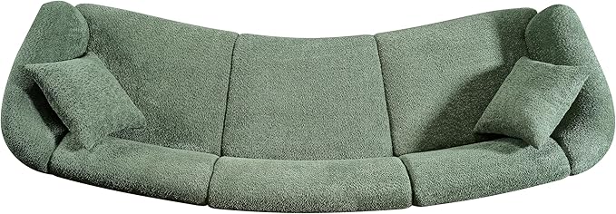 Merax 98.5 Modern 3 Seater Curved Sofa Luxury Boucle Fabric Sofa Minimalist Cozy Cloud Couch for Living Room Bedroom Apartment Home Office Green