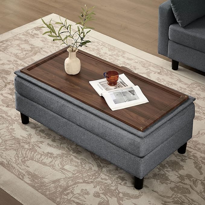 Convertible Sectional Sofa with Storage Ottoman Bench 101 U Shaped Couch 4-Seat Sofa Set for Living Room/Apartment Sectional Couch with Movable Ottoman Darkgrey