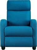 Yaheetech Home Theater Seating Fabric Recliner Chair Modern Single Living Room Reclining Sofa with Pocket Spring Blue
