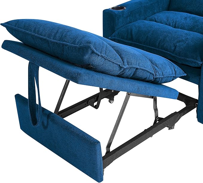 3-in-1 Convertible Sleeper Chair Bed Adjustable Pull-Out Sleeper Sofa Chair Modern Futon Sofa Bed Loveseat with Adjustable Backrest for Living Room Small Space (Blue 36 W)