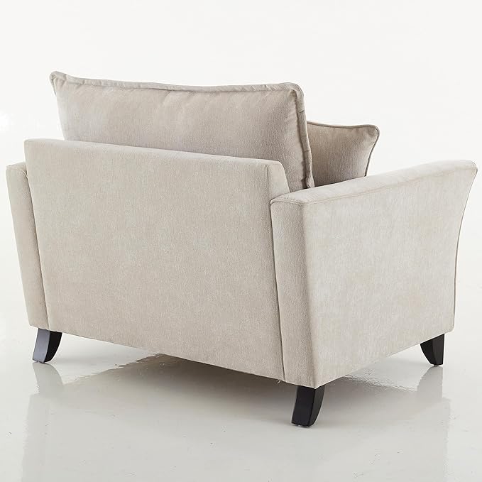 46.30 Oversized Armchair Chenille Fabric Comfy Chair and a Half Single Sofa with Pillow for Living Room Bedroom Office Apartment Cream Color