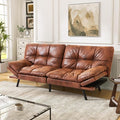 71 Convertible Futon Sofa BedFaux Leather Futon CouchMemory Foam Loveseat Sleeper SofaSmall Splitback Modern Folding Couch for Living RoomOfficeApartmentSaddle Brown
