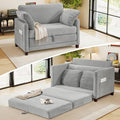 51 Loveseat Sleeper Sofa Bed Corduroy Convertible Floor Sofa Bed for Small Spaces Folding Couch Bed with Deep Seat 2 Pillows &amp Solid Frame Pull Out Floor Couch for Living Room Grey