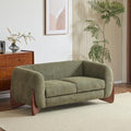 Merax 63 Inch Modern Boucle Upholstered 2-Seater Sofa Chenille Fabric Loveseat with Solid Wood Legs Low Profile Small Couch for Living Room Olive Green