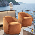 Swivel Accent Chairs Set of 2 360° Comfy Barrel Swivel Club Armchair Modern Reading Chair for Living Room Bedroom Office Balcony Entryway Terry Curry