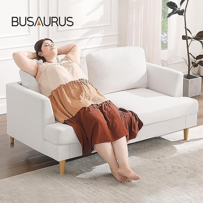 Loveseat Sofa 56 Small Couches for Small Spaces Mid Century Love Seat Couches for Living Room Upholstered 2-Seater Couch for Bedroom Apartment Beige