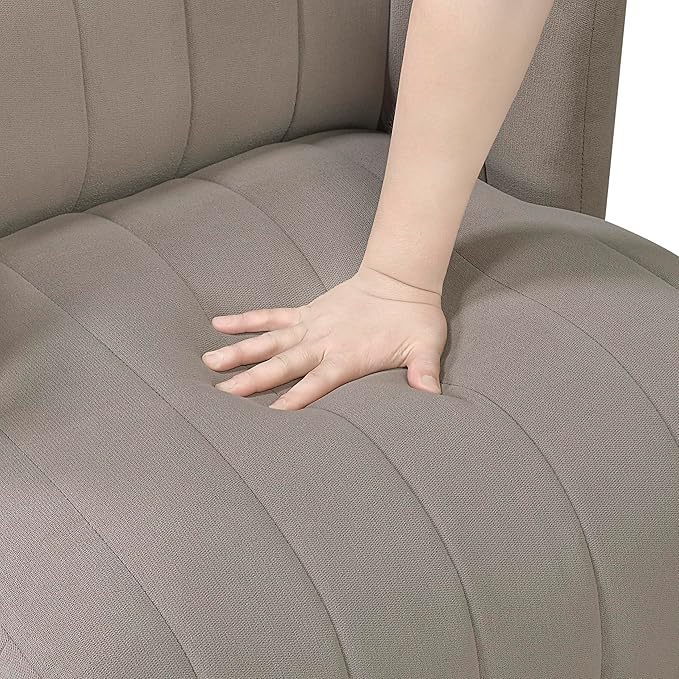 Lexicon Swivel Accent Chair Textured Fabric Upholstered 360 Degree Swivel Barrel Chair with Channel Tufted Comfort Seat for Living Room Bedroom Office Easy Assembly Taupe