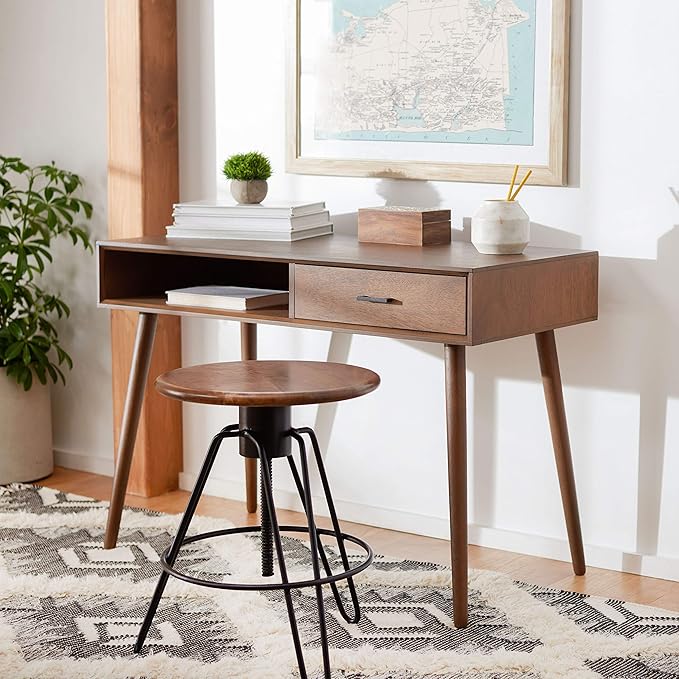 Safavieh Home Collection Remy Brown 1-Drawer Office Living Room Bedroom Study Foyer Writing Desk