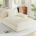 Oversized Chaise Lounge Sofa Chair IndoorSoft Corduroy Fabric Boneless sofawith CushionA Comfortable deep-Seated Cloud Sofa for use in The Living Room.(Singler-Right-arm-White)