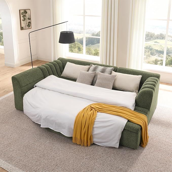 KEIKI 135 U-Shaped Chenille Modular Sectional Sofa with Chaise &amp 1 Ottoman &amp Wave-Shaped Armrest Modern Boneless 5-Seater Couch with Memory Foam Cushion No Assembly Required for Living Roo