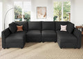 HONBAY Modular Sectional Sofa Couch with Storage Modern U Shaped Sectional Sofa Convertible Sectional Couch for Living Room - Linen Grey