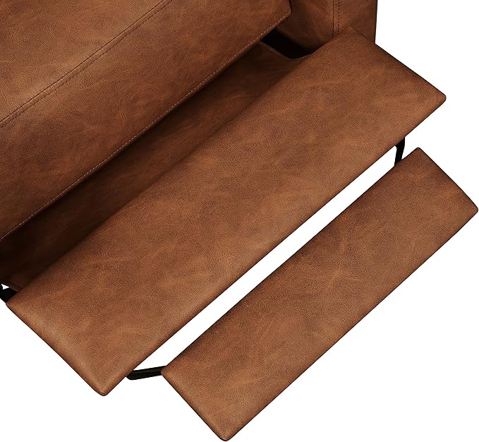 Topeakmart Faux Leather Recliner Sofa Mid-Century Modern Single Reclining Chair Adjustable Back &amp Footrest Tufted Upholstered Sofa with Pocket Spring Living Room Bedroom Home Theater Brown