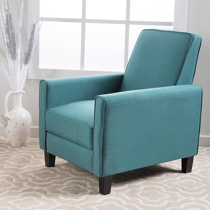 Teal Linen Push Back Chair for Living Room Comfort and Style