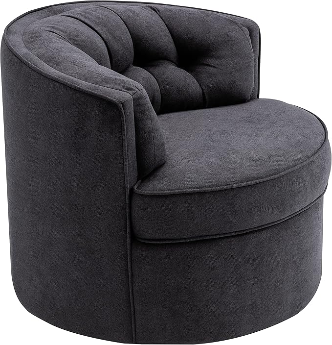 33” Wide Swivel Barrel Chair Comfy Tufted Back Accent Round Barrel Chair Leisure Chair for Living Room Bedroom Hotel