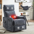 KEIKI Swivel Rocker Recliner Chair with Massage and Heated Pad for Nursery Soft Fabric Glider with 360 Degree Rotation and Manual Recline