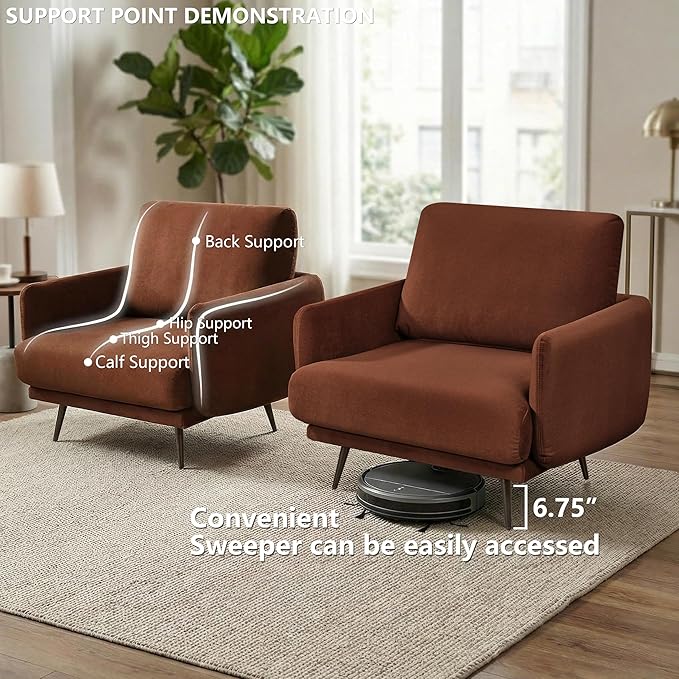 Oversized Accent Chair for Living Room Chairs Reading Arm Chair Comfy Modern Single Sofa Side Chairs with Metal Legs &amp Soft Cushion for Bedroom Waiting Room