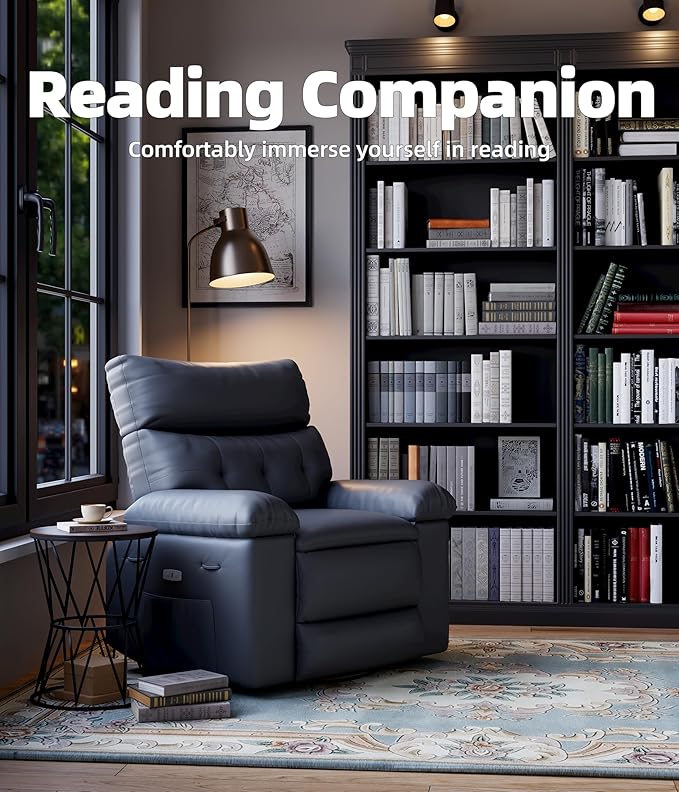OUTLANE Oversized Recliner Chair Big and Tall Massage Recliner with Heating Extra Wide PU Leather Manual Recliners 400LBS Capacity with Plush 1.5X Padding Lazy Chair for Living Room - Grey