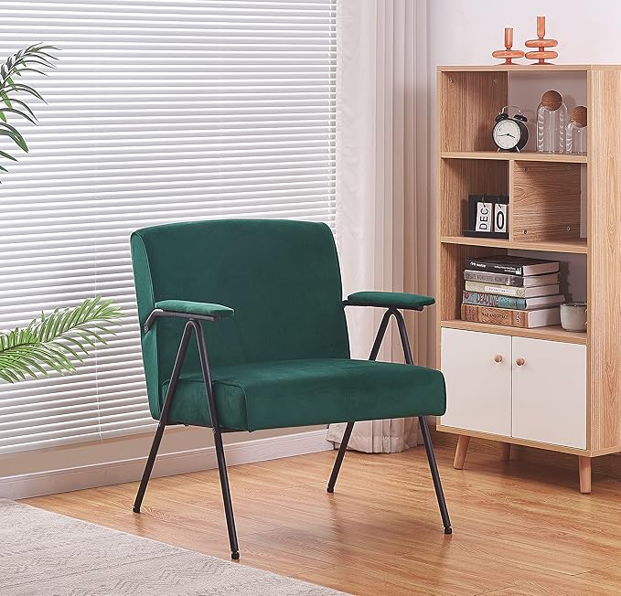 Generic Cloth Leisure Black Metal Frame Recliner for Living Room and Bedroom Green