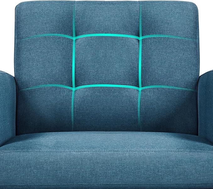 Topeakmart Mid Century Accent Chair Modern and Cozy Barrel Sofa Chair with Thick Cushion and Sturdy Wood Legs for Living Room/Bed Room/Office Waiting Area Navy Blue